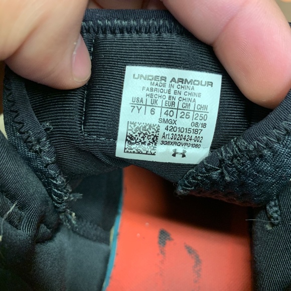 ~Used W/O Box! Youth Under Armour SC 3 Zero Black Orange Sneakers Size 7Y - Picture 6 of 6